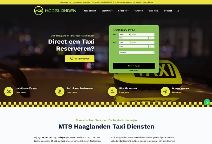 MTS Haaglanden Taxi website