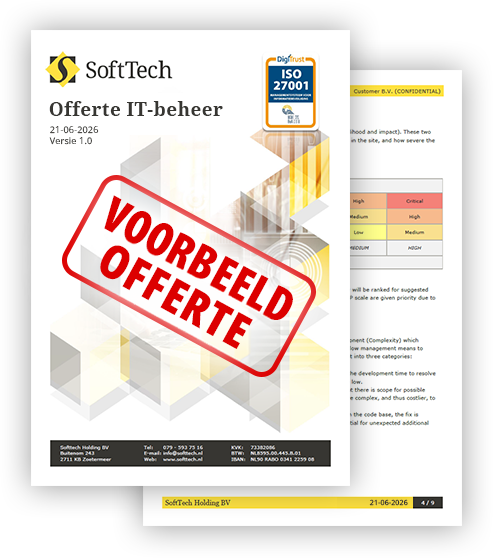 Voorbeeld offerte IT-beheer van SoftTech Voorbeeld offerte IT-beheer van SoftTech met voorstel voor professioneel IT-beheer