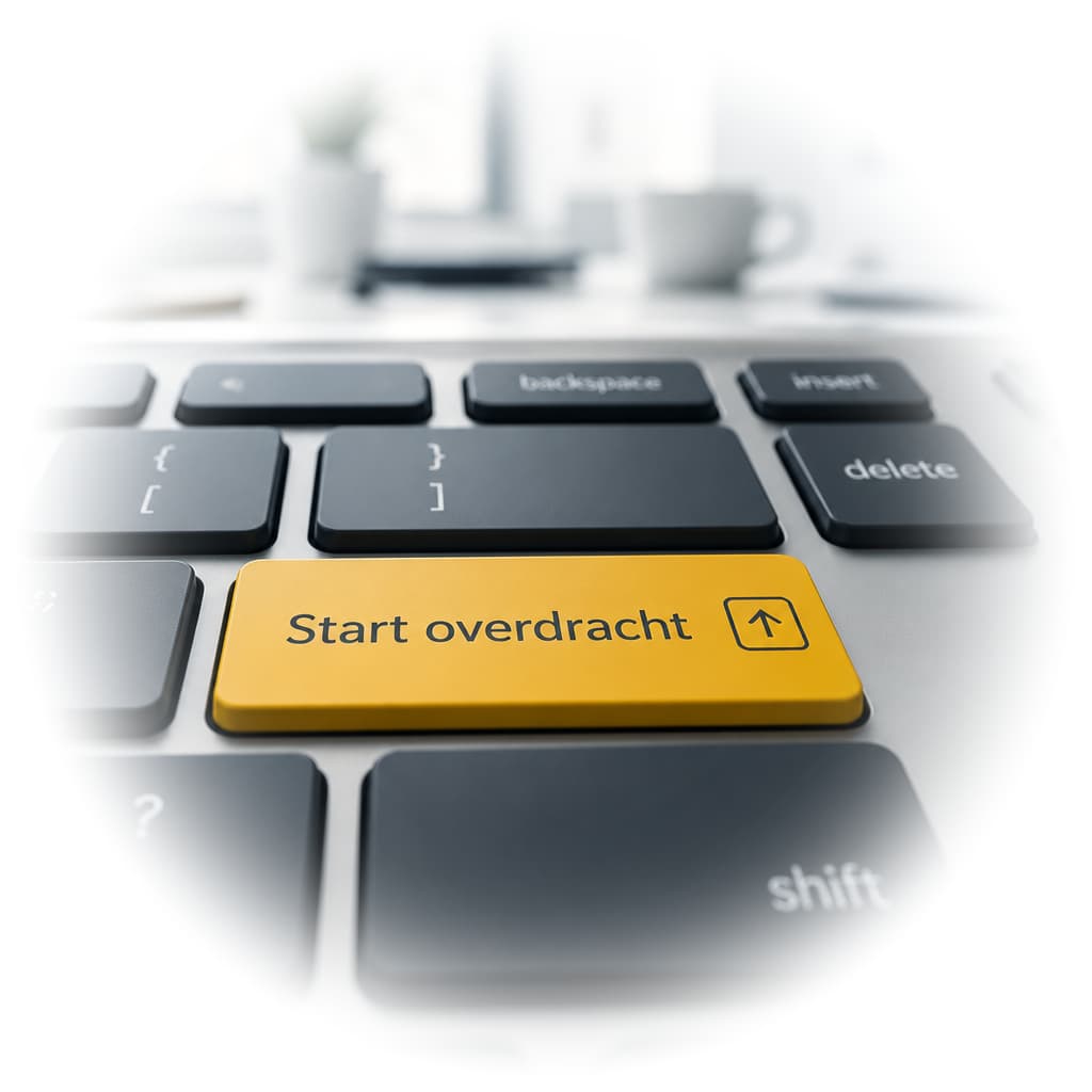 Toets Start overdracht als symbool voor het gecontroleerd overdragen van IT-beheer aan SoftTech Toets Start overdracht als symbool voor het gecontroleerd overdragen van IT-beheer aan SoftTech
