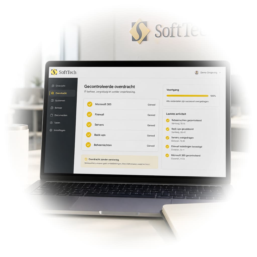 IT-dashboard met checklist voor het gecontroleerd overdragen van beheerrechten aan SoftTech IT-dashboard met checklist voor het gecontroleerd overdragen van beheerrechten aan SoftTech